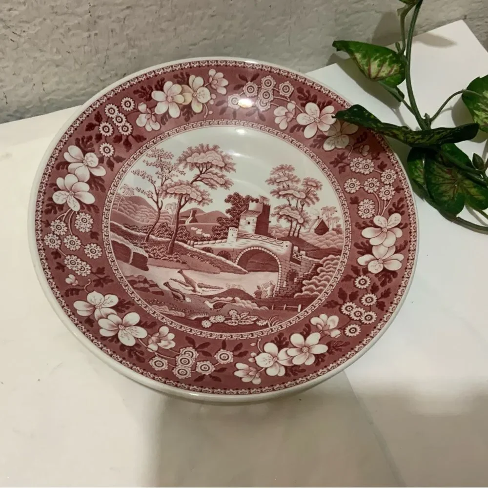 SPODE SALAD BOWL 9” Pink Tower Design C.1814 V England G15